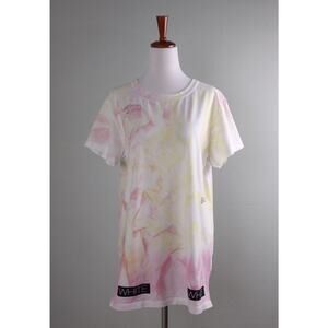 OFF WHITE $395 Womens Before & After Distressed Tie Dye Tee Top Size Medium